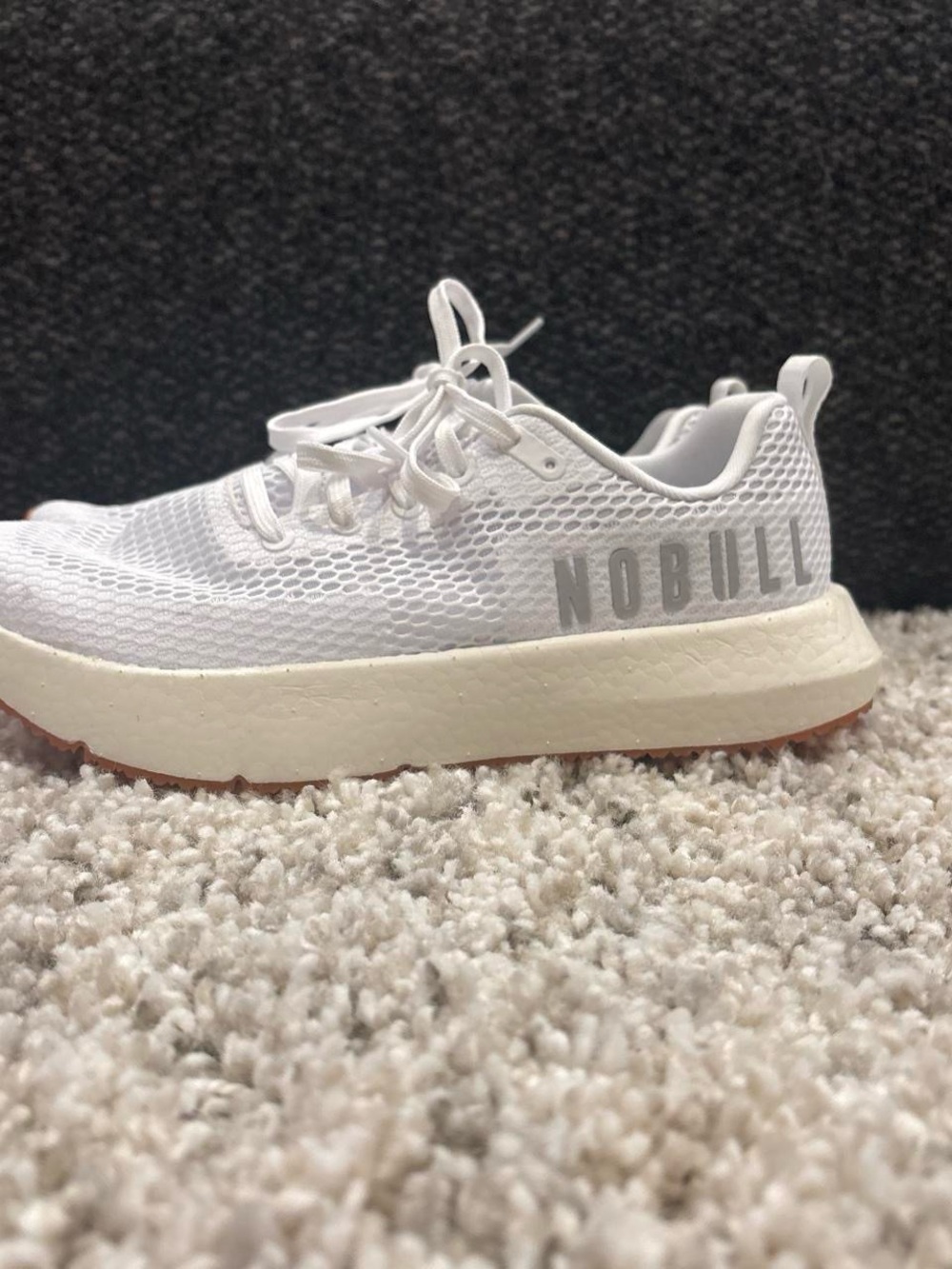 NOBULL White Mesh Sneaker with Gum Outsole